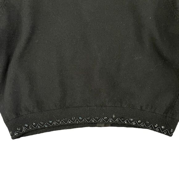 Vintage Dalmy’s Beaded Cardigan Black Wool Blend Christmas Women's M - Picture 7 of 12
